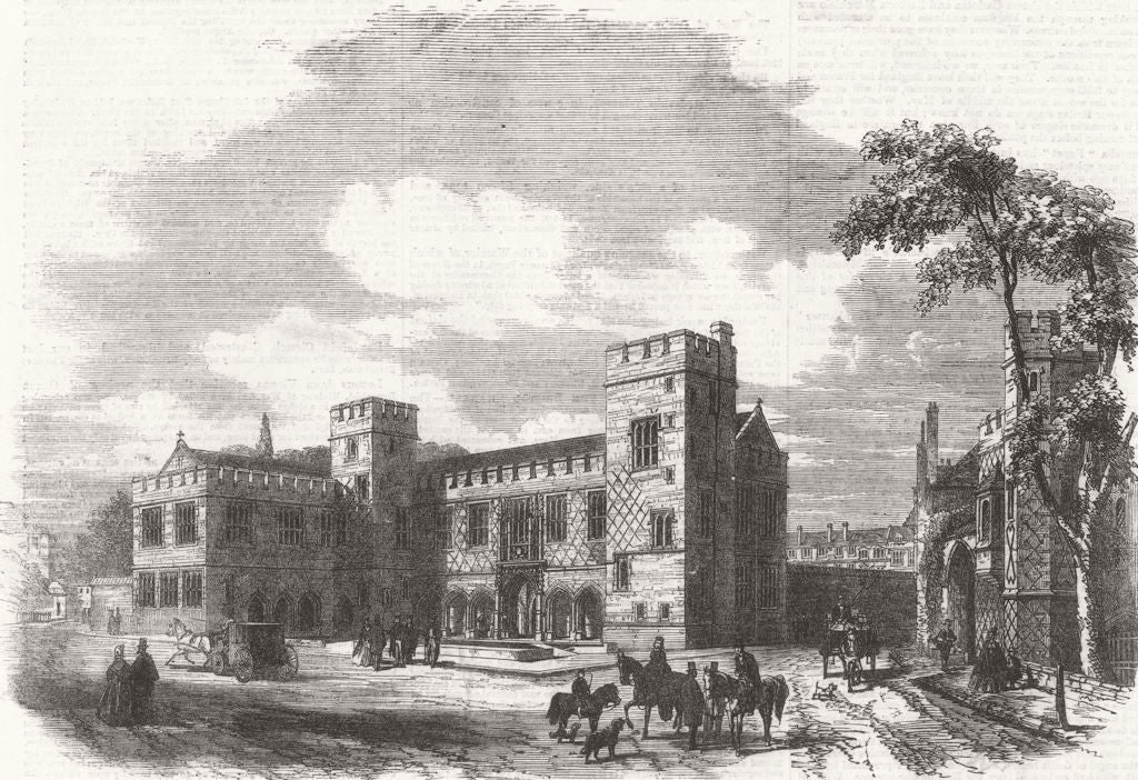BERKS. New school building at Eton College 1862 old antique print picture